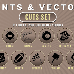 Cuts Combo Set: 13 Fonts + 2,000 Vector Designs