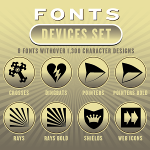 Devices Fonts Set: 8 Fonts