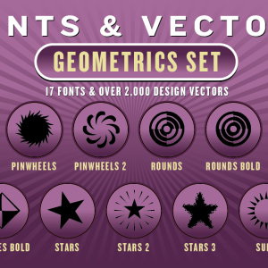 Geometrics Combo Set: 17 Fonts + 2,000 Vector Designs