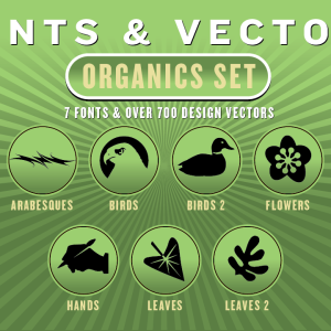 Organics Combo Set: 7 Fonts + 865 Design Vectors