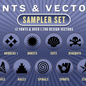 Sampler Combo Set: 13 Fonts + 1,700 Vector Designs